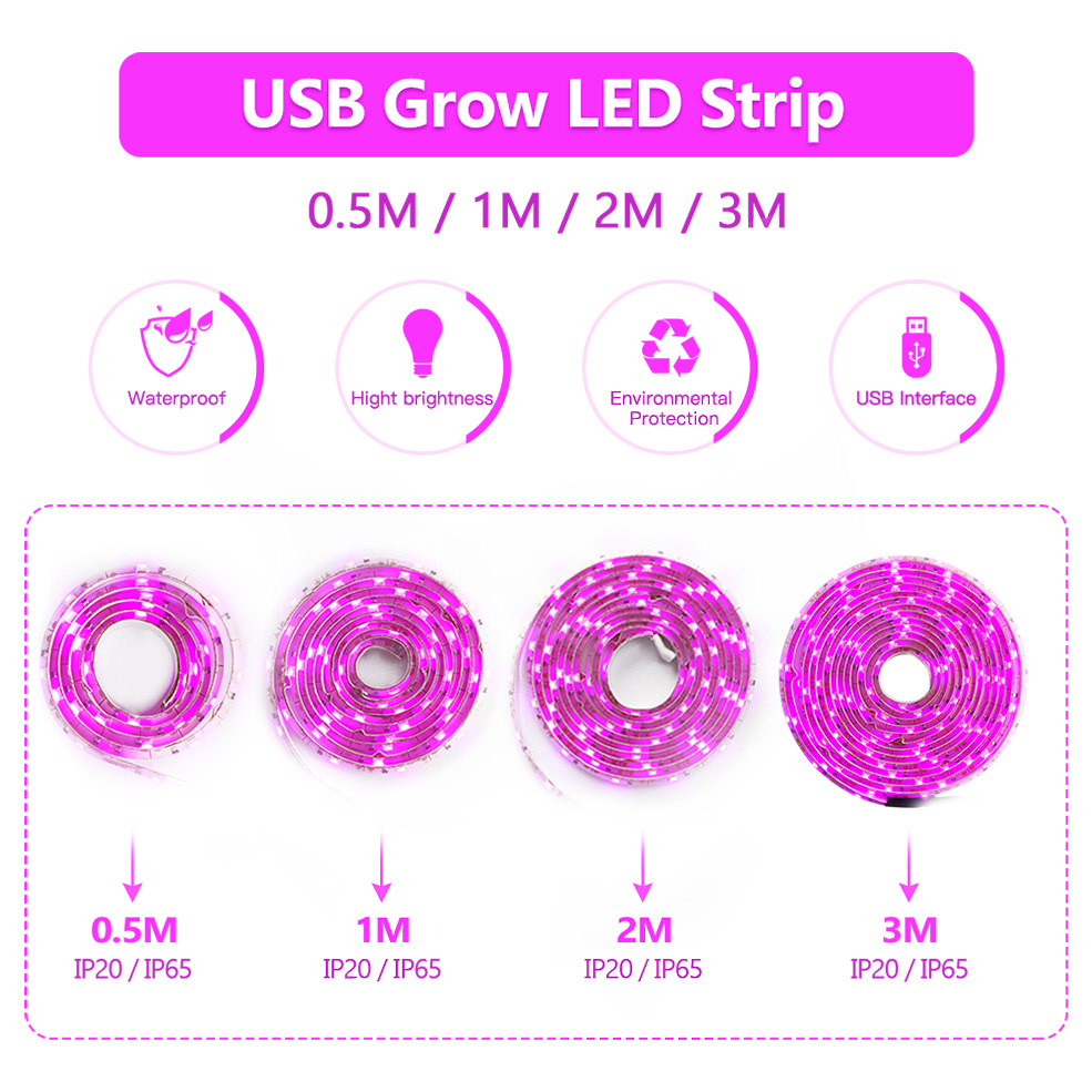 USB الطيف الكامل LED تنمو شرائ - مراجعة Led Plant Light Strip وسعره